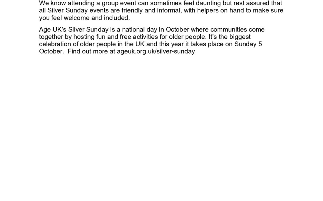 Age UK’s Silver Sunday 2025 Sample Newsletter Text