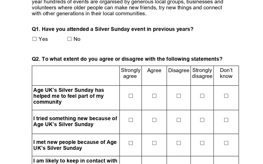 Age UK’s Silver Sunday 2025 Feedback Form